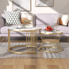 Nesting Coffee Table Set of 2 Marble Effect Side End Table for Living Room White