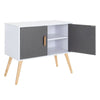 80cm Grey Elegant TV Stand Storage Cabinet Unit w/ Wood Legs 2 Shelves Cupboard