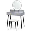 Vanity Table Set Large Makeup Dressing Desk & Stool Set with Lighted Mirror