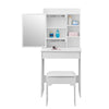 Wood Dressing Table Makeup Desk Adjustable Slide Mirror Stool Bedroom White