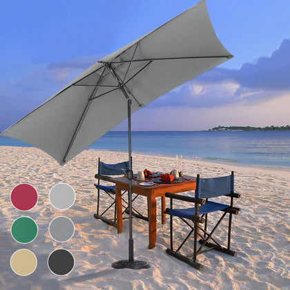 2x3m Rectangle Garden Parasol with Base Set Beach Umbrella Sun Shade Crank Tilt