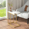 Stylish Crafted C-Sofa Side/Laptop Table White Marble Top with Gold Metal Leg