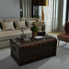 Retro Wooden Treasure Chest Vintage Storage Box Trunk Coffee Table Lockable UK