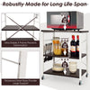 3 Tier Rolling Kitchen Baker's Rack Adjustable Utility Serving Cart W/ 10 Hooks