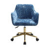 Blue Swivel Computer Desk Chair Crushed Velvet Padded Home Office Gas Lift Chair