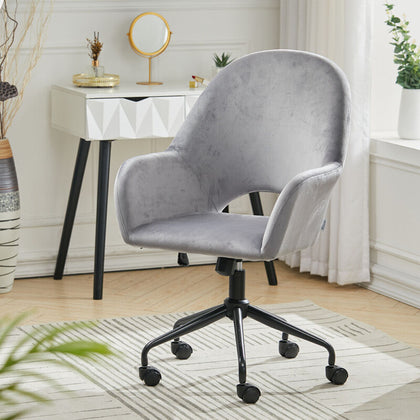 Adjustable Computer Desk Chair Velvet Padded Swivel Armchair Home Office Study