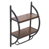 2 Tier Bathroom Floating Shelves Wood Wall Mounted Shelf Display Rack Storage