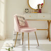 Set of 2 Velvet Fabric Dining Chairs Metal Leg Living Room Kitchen Pink Chair