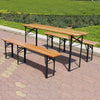 BIRCHTREE Outdoor Wooden Folding Beer Table Bench Set Trestle Garden Steel Leg