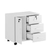 Wood File Cabinet Office Cabinet Drawers Wheels Keys Industrial White Brown