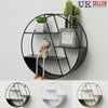 Wall Shelf Rack Storage Metal Iron Craft Round Industrial Style Home Decor Black