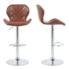 Set of 2 Diamond Chrome&Gas Lift Swivel Faux Leather Kitchen Breakfast Bar Stool