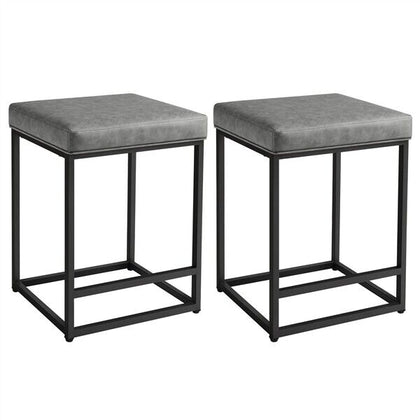 Barstools 2pcs Kitchen Stools Leather Counter Chairs Breakfast Bar Chairs Gray