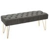 Long Seat Bench Dining Chairs Soft Velvet Padded Golden Steel Legs Lounge Stool