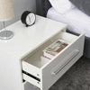 High Gloss White Bedside Table Cabinet 2 Drawers Matt Body Nightstand LED UK