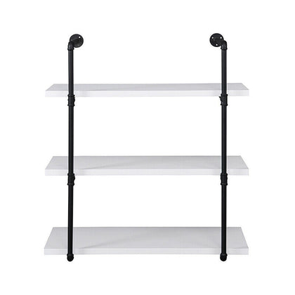 3 tier Shelf Display Storage Rack Holder Wall Mounted Metal Frame MDF Board Home