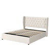 Ottoman Bed Frame Gas Lift Up Storage Double Size White Fabric Upholstered Bed