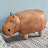 Hippo Faux Leather Animal Stools Footstools Ottomans Kids Gift Toy Brown / grey