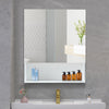 White Bathroom Mirror Cabinet Wall Mounted Storage LED Unit Corner Wooden Shelf