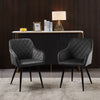 Set of 2 Dining Chairs Velvet Faux Leather Seat Modern Kitchen Chairs
