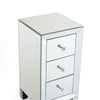 Mirrored Glass Bedside Table Cabinet 3 Drawer Crystal Handles Bedroom Nightstand