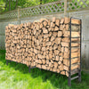 Large Capacity 8ft Firewood Rack Outdoor Patio Fireplace Log Storage Rack Holder