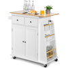 Kitchen Island Rolling Storage Cabinet Trolley Cart Adjustable Shelves 2 Drawers