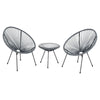 Outdoor Round Dark Grey Furniture Garden Patio Seating Set 2 Chairs &1 Table Set