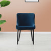 2pcs Dining Chair Velvet Soft Padded Diamond Backrest Metal Legs Armchair Blue