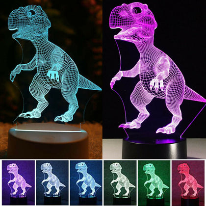 3D Dinosaur LED Night Lights 7 Colors Table Desk Lamp Kids Children Gift UK