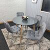 Dining Table Set Of 4 Round Grey Dining Table And 4 Grey Velvet Tufted Chairs