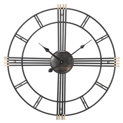 Large 60cm Wall Clock Metal Round Living Room Office Open Face Skeleton Clock
