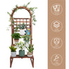 3 Tier Large Wooden Garden Plant Stand with Arch Lattice Trellis Climbing Plants
