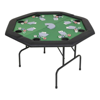 8-Player Folding Poker Table 2 Fold Octagonal Green Playing Card Game