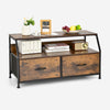 2-drawer Dresser Industrial Floor Storage Cabinet TV Stand w/ 2-tier Open Shelf