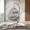 Foldable Hanging Egg Chair Rattan Hammock Garden Swing Chair with Steel Frame