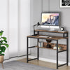 Simple Computer Desk with Bookshelf & Monitor Stand Riser Rustic Brown PC Table