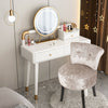 Soft Velvet Button Vanity Make Up Stool Widen Dressing Table Chair Backrest Seat