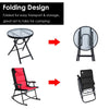 3 PCS Garden Bistro Set Rocking Padded Folding Chairs Round Glass Coffee Table