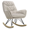 High Back Rocking Chair Recliner Armchair Beige Velvet Upholstered Rocker Seat