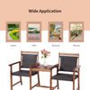3PCS Wooden Furniture Set Outdoor Garden 2-Seater Table Chairs W/ Umbrella Hole