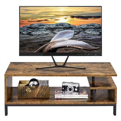 Industrial TV Table Wood TV Stand Console Cabinets with Shelves for Living Room