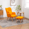 Velvet Armchair Wingback Button Chair with Footstool Matching Stool Sofa Lounge