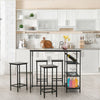 Kitchen Breakfast Counter Dining Table Modern Bar Table 3 Tiers Storage Shelves
