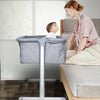 Side Sleeping Bedside Crib Baby Crib Cot bed with Washable Mattress & Wheels