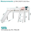 Kids Bunk Beds Pine Wood 3FT Single Bed Frame Cabin Mid Sleeper Slide & Ladder