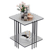 Large Black Frame White Marble Side Table 2-Tier Shelf Corner Storage Household