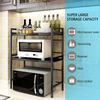 Expandable 3 Tier Microwave Oven Rack Kitchen Counter Shelf Organiser w/6 Hooks