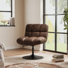 ExtraSoft Swivel Leisure Chair Brown Leather Mid-Century Armless Seat Desk Chair