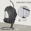 Outdoor Hanging Egg Chair with Stand, Cushion and Foldable Basket, Grey